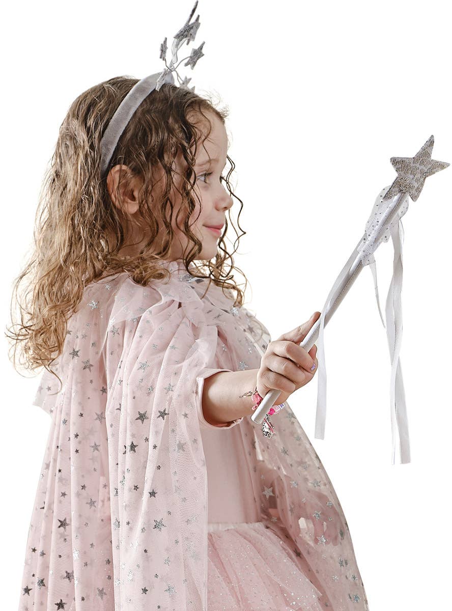 Image of Deluxe Kids Silver Sequin Star Fairy Wand - Alternate Image 1