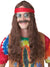 1970's Long Wavy Brown Hippie Mens Costume Wig and Handlebar Moustache - Main Image