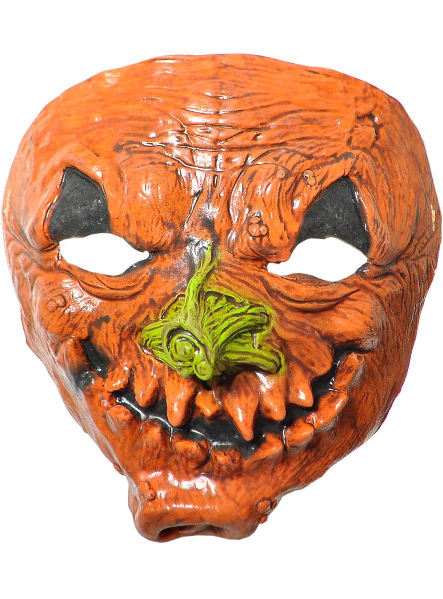 Image of Evil Orange Pumpkin Latex Mask and Hands Set - Mask Image