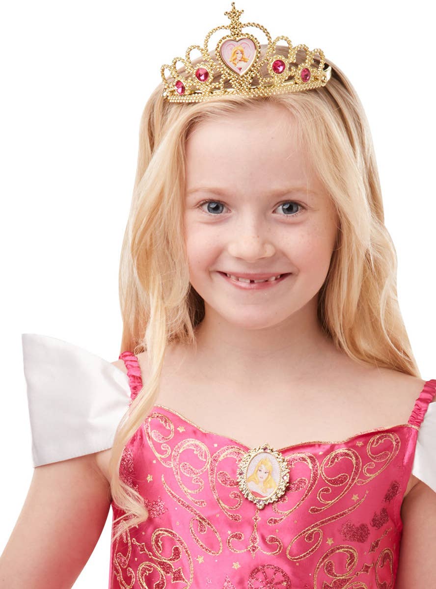 Image of Sleeping Beauty Girl's Pink Disney Princess Costume - Close Image 1