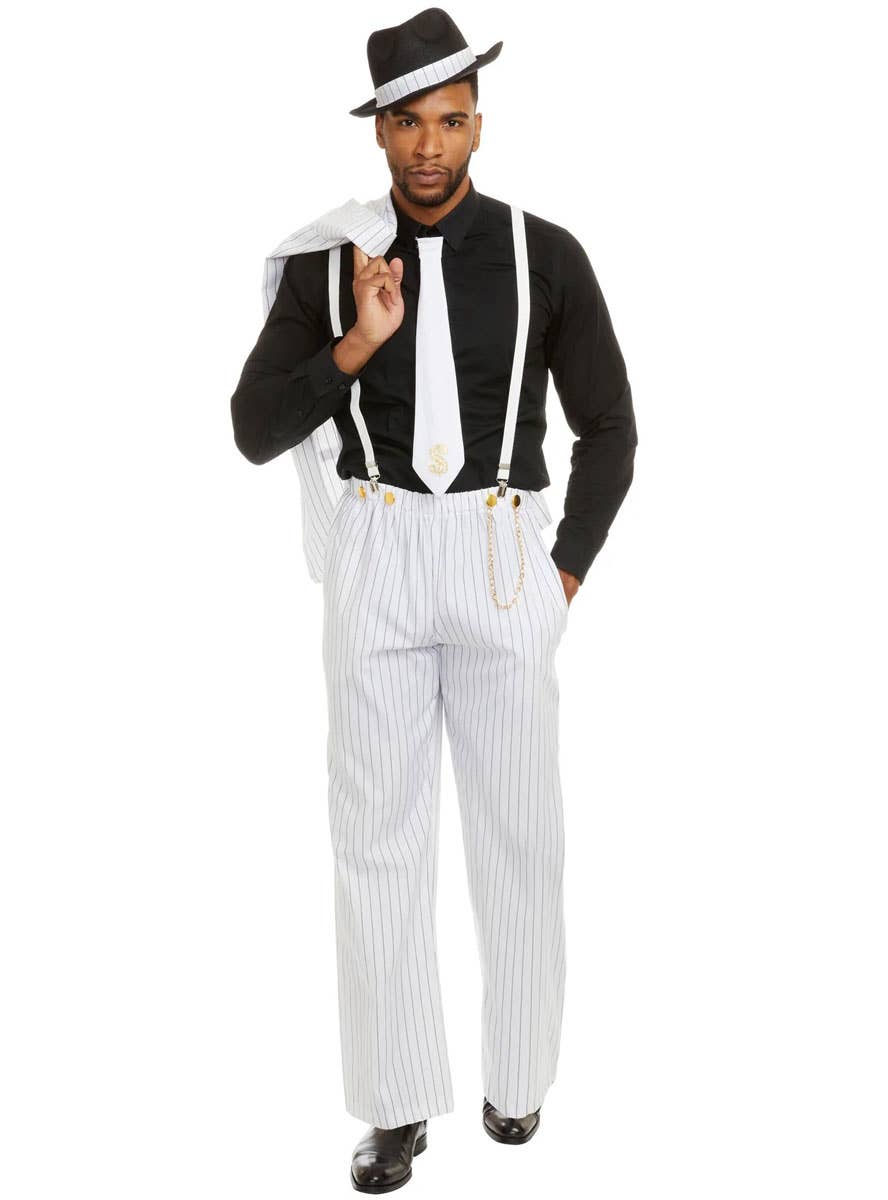 Image of Zoot Suit Riot Men's Plus Size White 1940's Gangster Costume - Alternate Front View 2