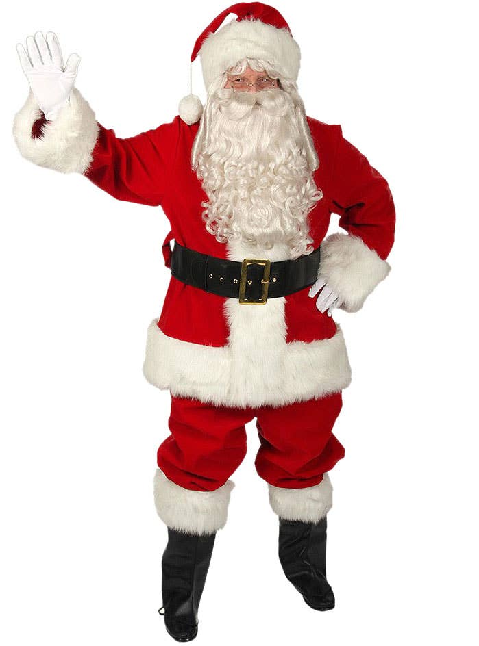 Image of Regal Red Velvet Santa Claus Men's Christmas Costume