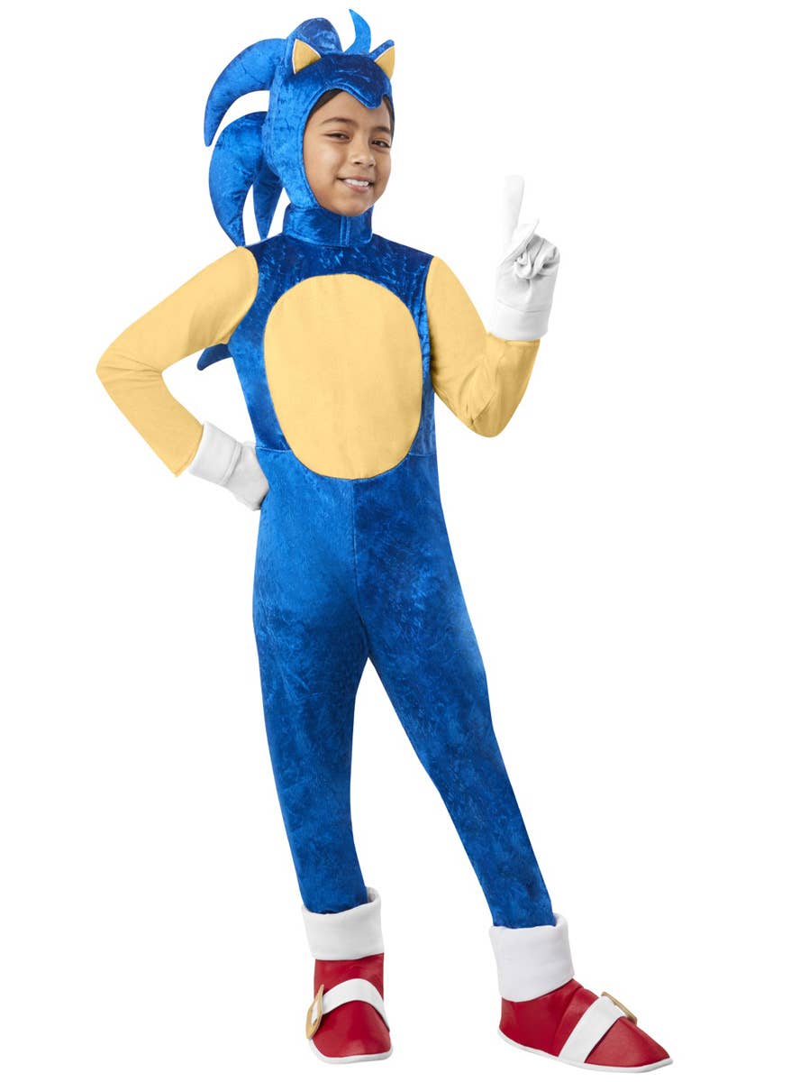 Image of Deluxe Sonic the Hedgehog Boys Gaming Costume - Alternate Front View