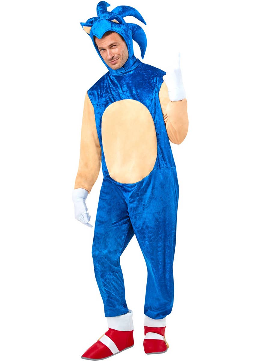 Image of Deluxe Sonic the Hedgehog Mens Gaming Costume -Alternate  Front View