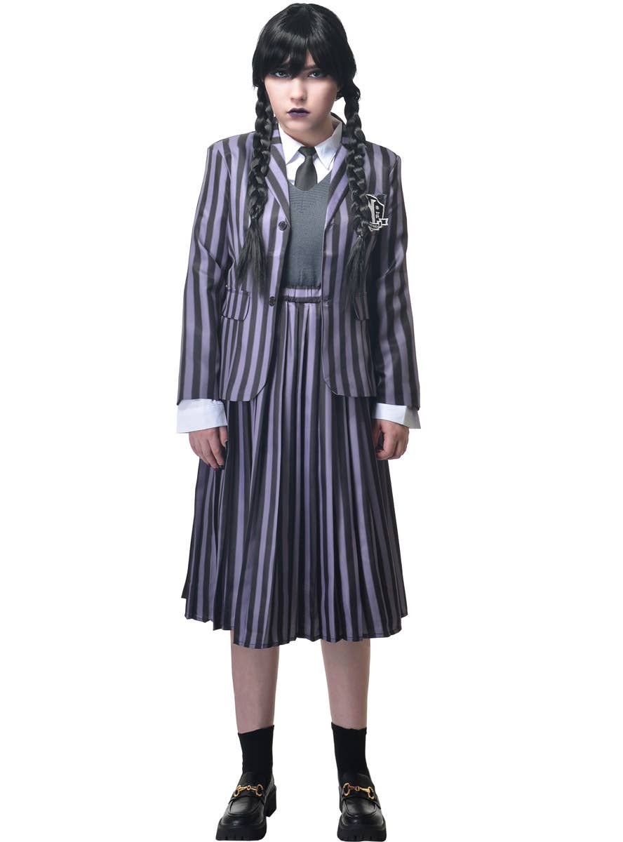 Image of Deluxe Teen Girl's Nevermore Wednesday Addams Halloween Costume - Alternate Image