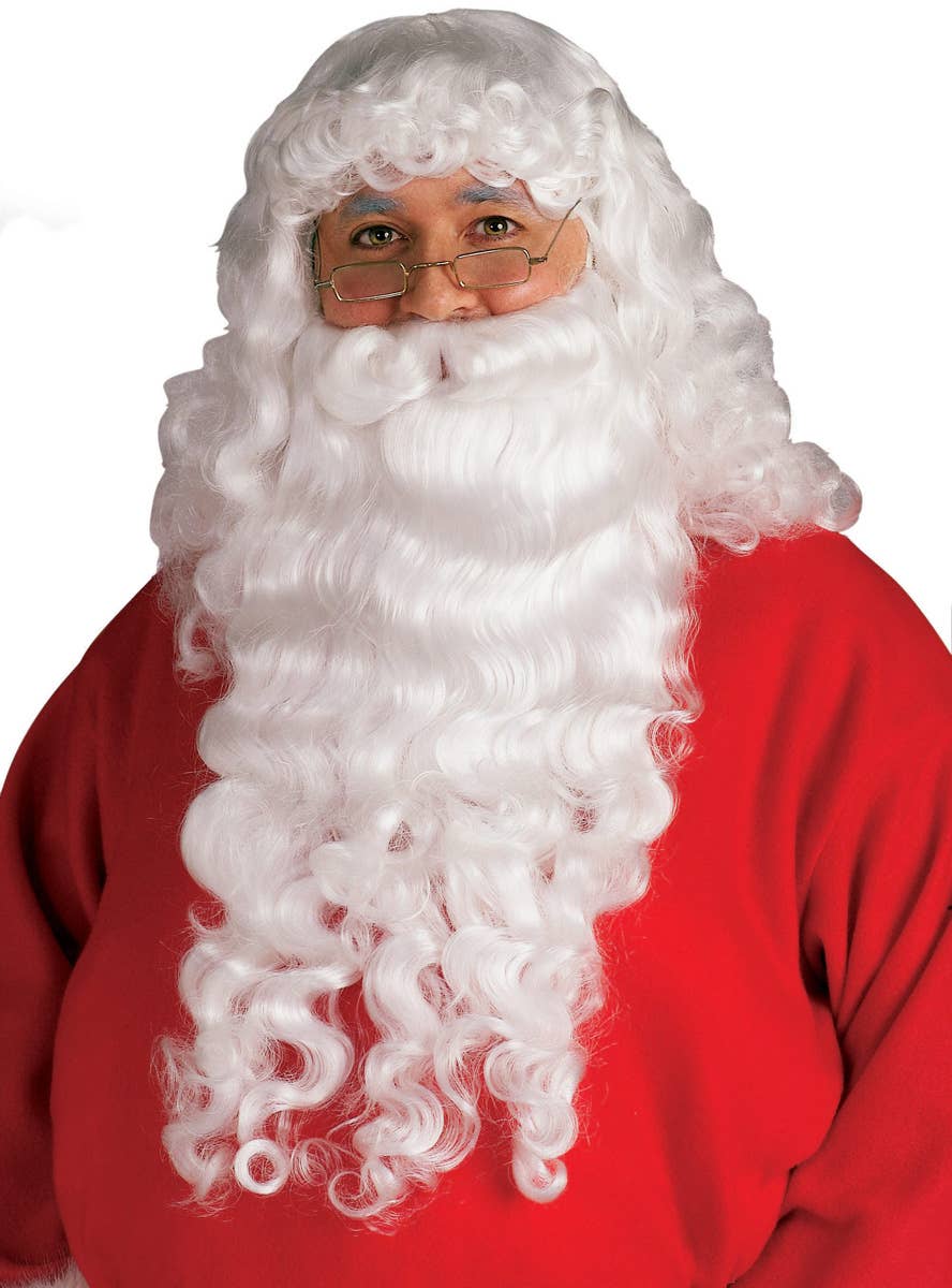 Image of Deluxe Santa Claus Men's Costume Wig and Beard Set