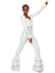 Womens Flared White 1970s Disco Jumpsuit Costume - Main Image