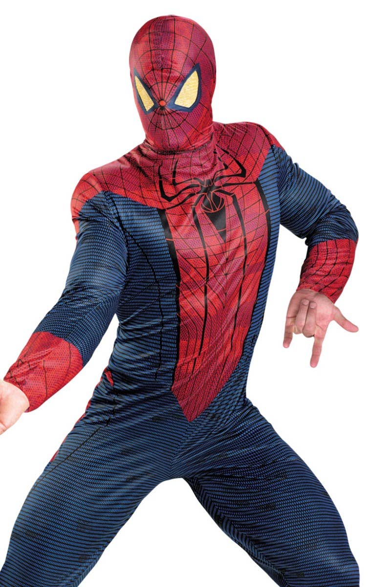 The Amazing Spiderman Men's Plus Size Marvel Costume Close up Image