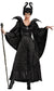 Women's Satin Black Maleficent Halloween Evil Queen Fancy Dress Costume Main Image