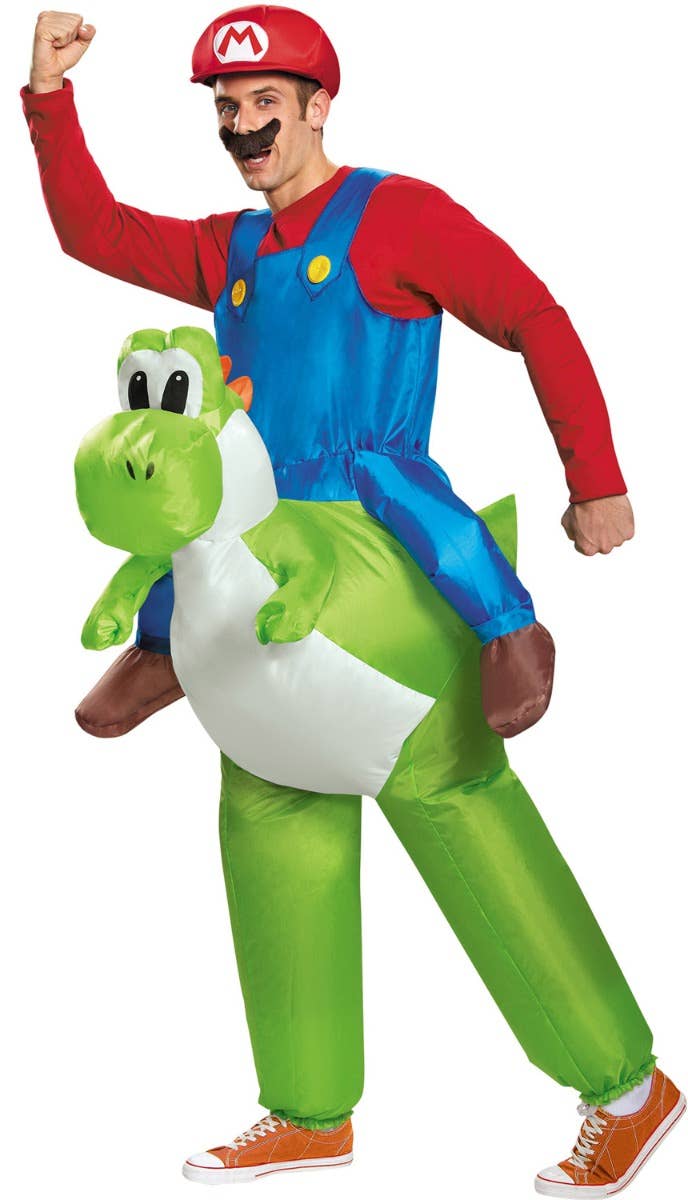 Mario Riding Yoshi Inflatable Mario Kart Fancy Dress Costume Main Image