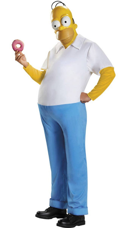 Deluxe Men's Yellow Homer Simpson TV Character Fancy Dress Costume Main Image