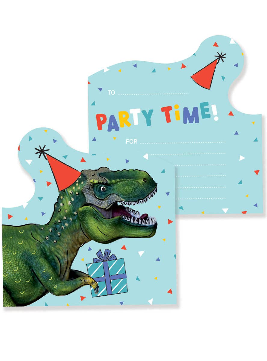 Image of T-Rex Dinosaur 8 Pack Paper Party Invites