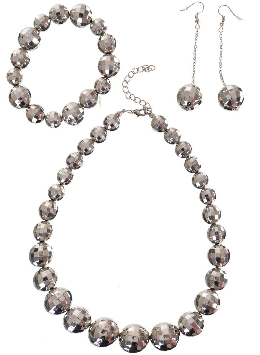 Disco Ball Costume Jewellery Set Necklace, Bracelet and Earrings