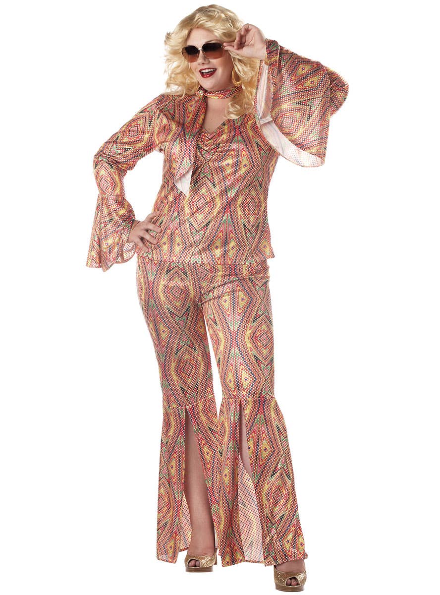 Women's Plus Size Discolicious Diva 70's Disco Costume - Main Image