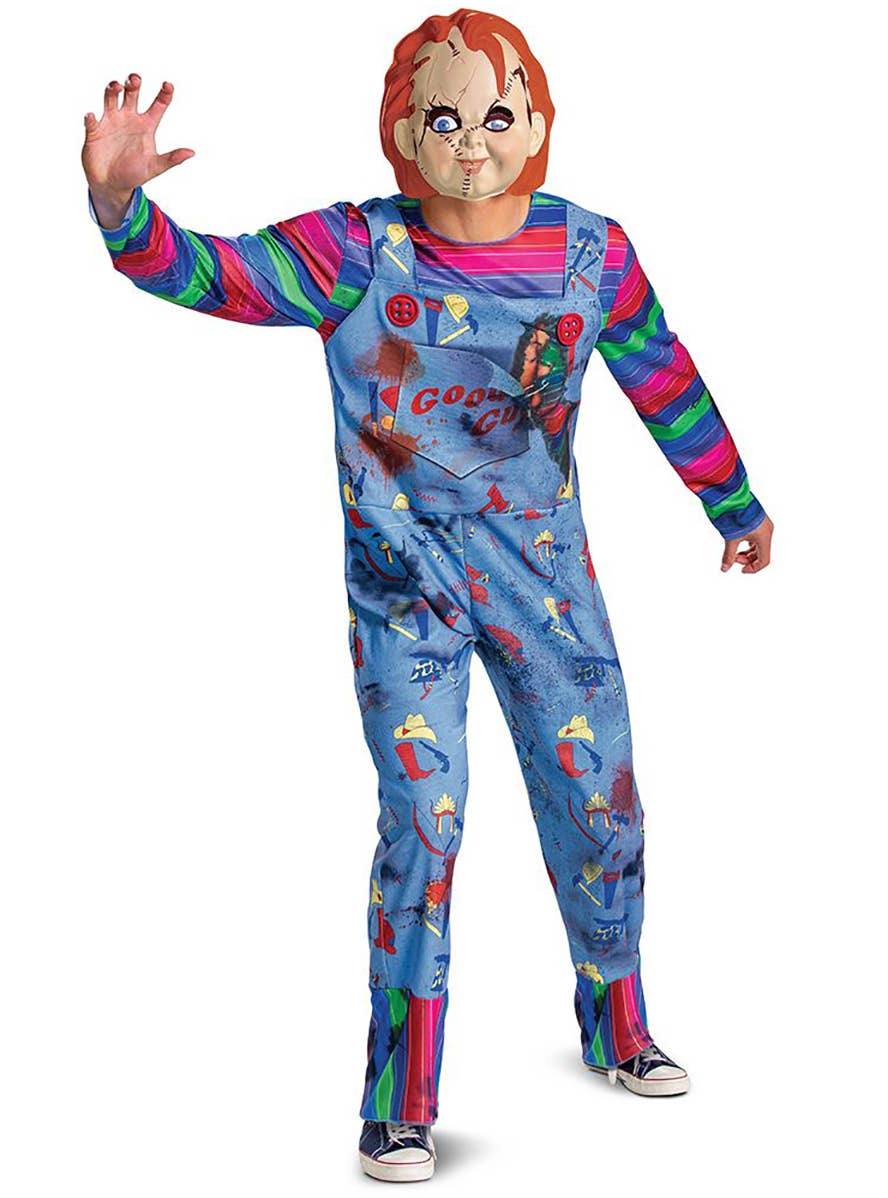 Deluxe Plus Size Chucky Doll Adults Child's Play Halloween Costume - Front Image