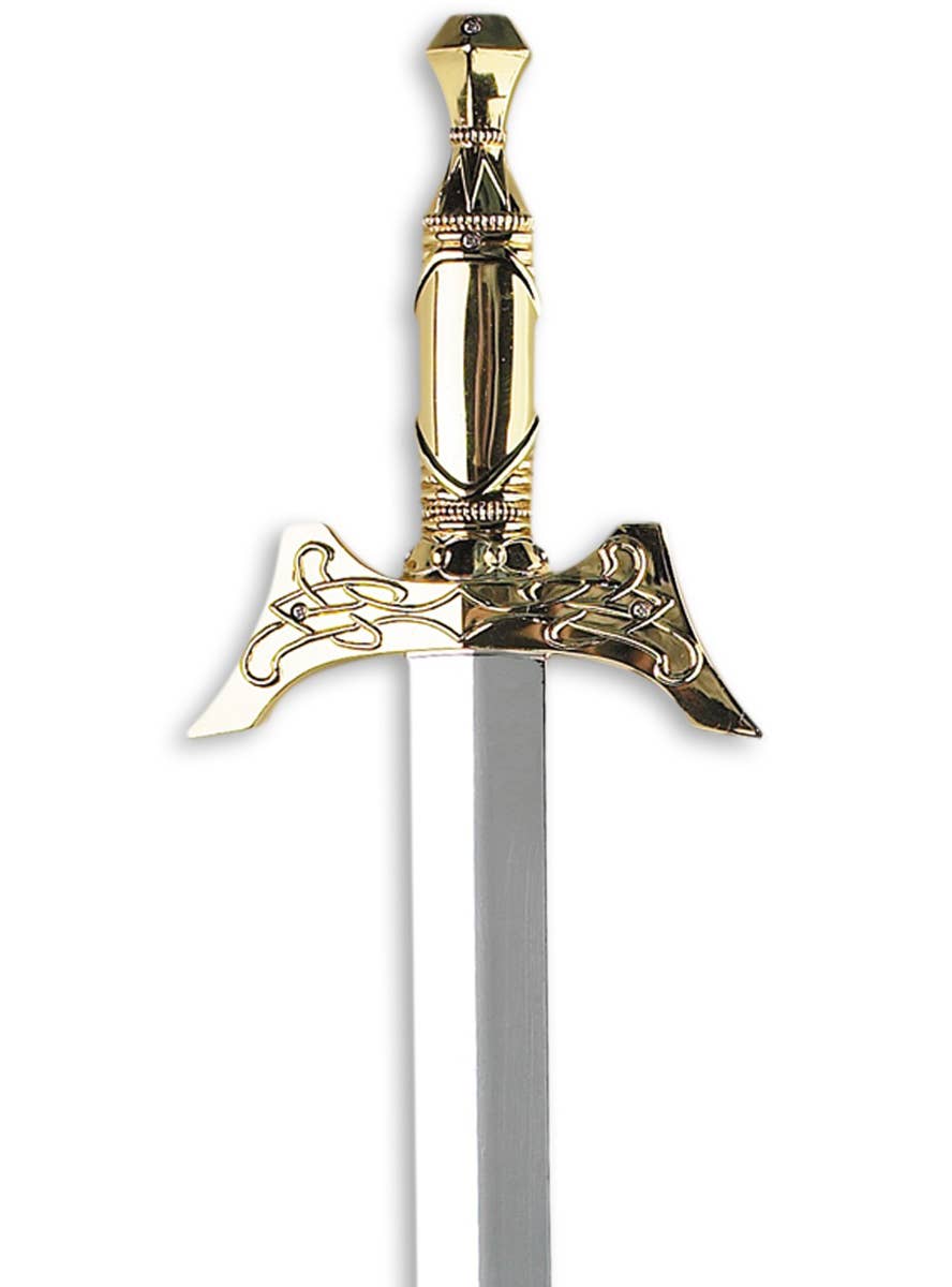 Silver and Gold Medieval King Costume Sword - Close Up Image