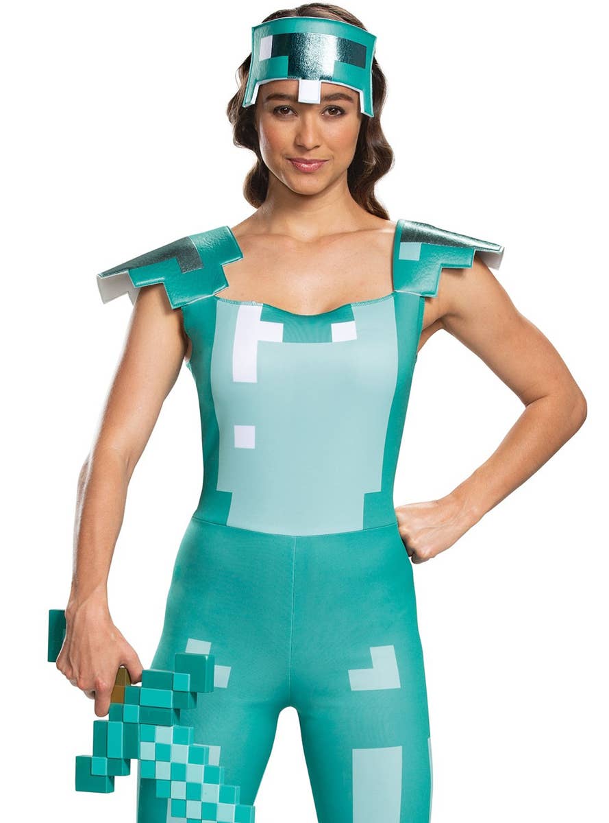 Womens Minecraft Armour Costume - Close Front Image