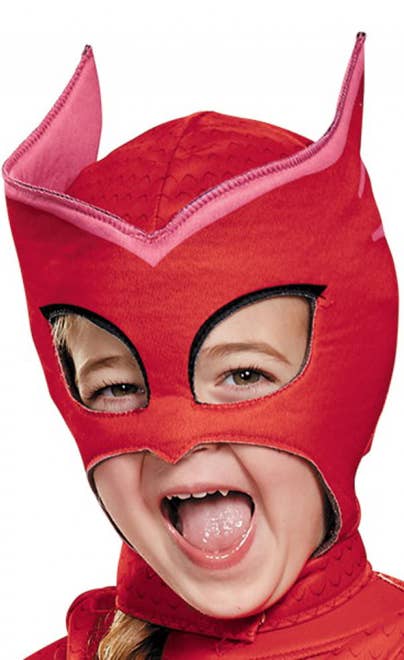 Girls Red Owlette Superhero PJ Masks Fancy Dress Costume Head Image