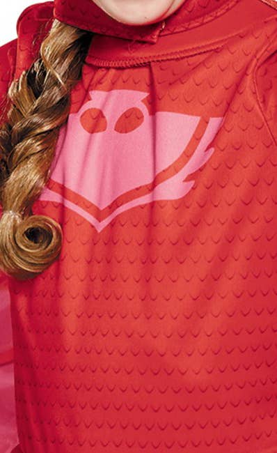 Girls Red Owlette Superhero PJ Masks Fancy Dress Costume Jumpsuit detail Image