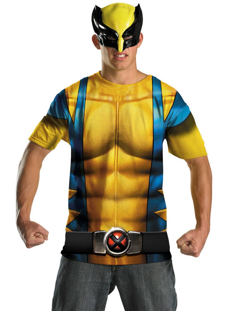 Image of Woverine XMen Licensed Men's Costume Top and Mask Set