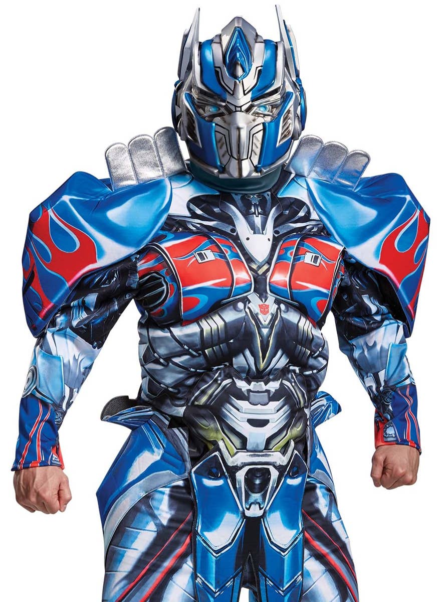 Men's Deluxe Plus Size Optimus Prime Transformers Costume - Close View