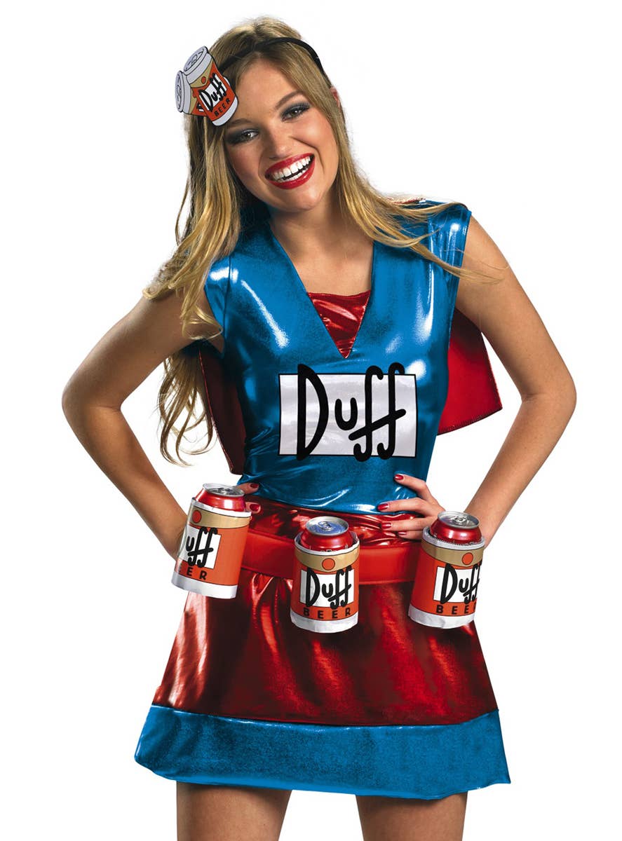 Duff Woman Blue and Red Metallic 'The Simpsons' Womens Costume - Close Image