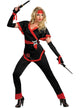 Red and Black Ninja Costume for Women - Main Image