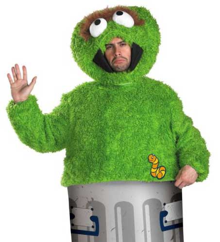 Sesame Street Adult's Oscar the Grouch Costume Close Up Image