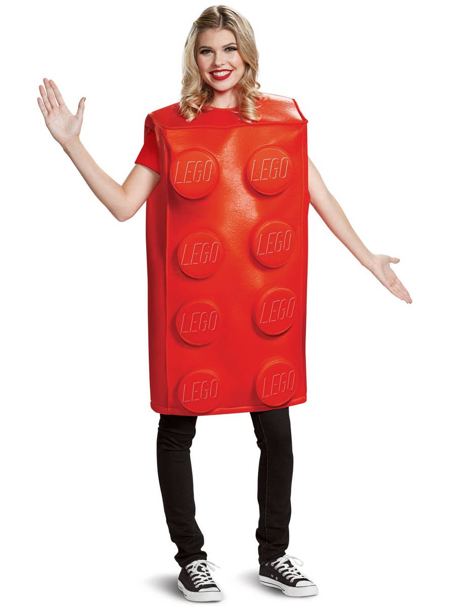 Adults Red Lego Brick Costume - Alternate Front Image 1