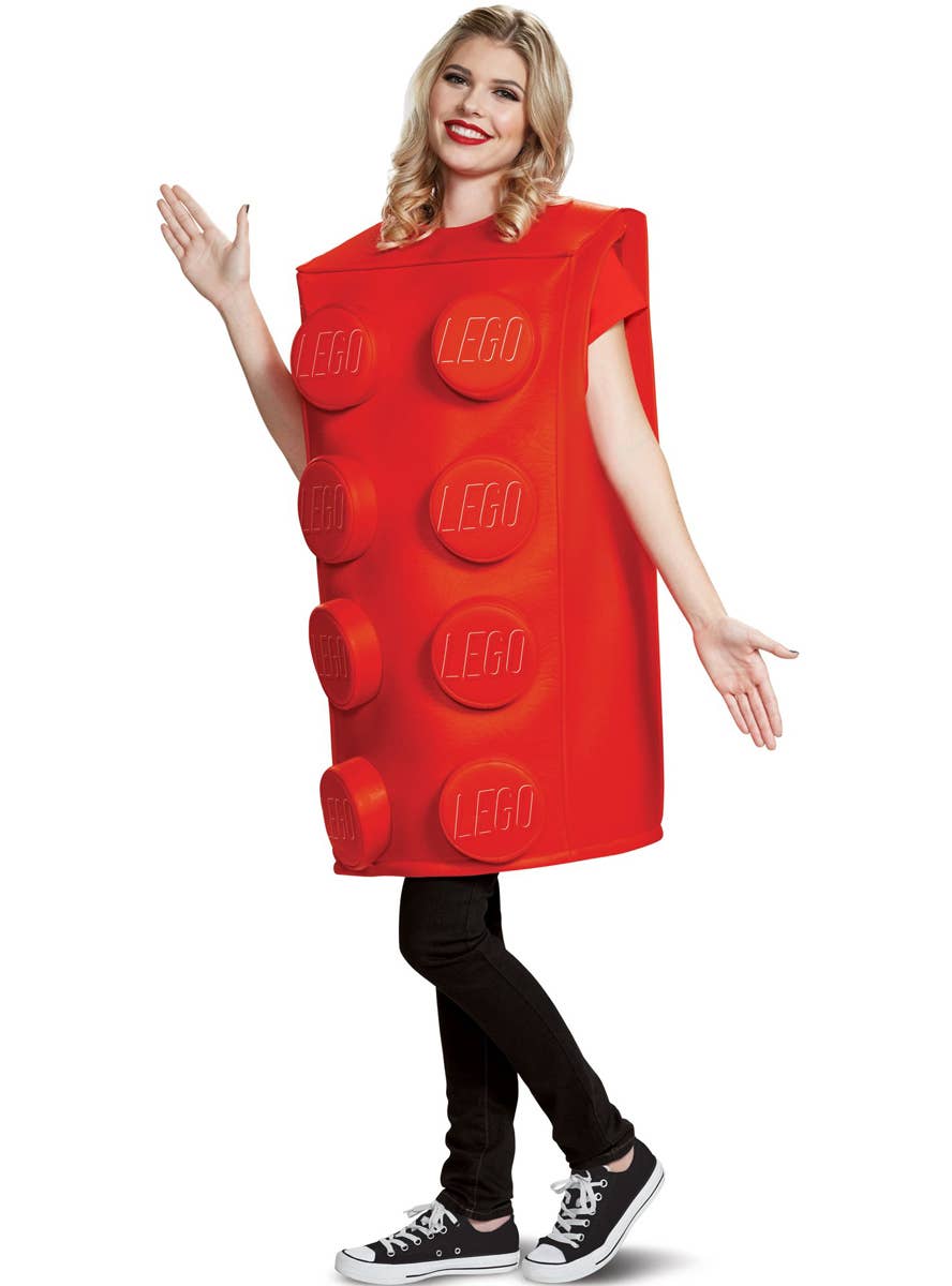 Adults Red Lego Brick Costume - Alternate Front Image 2