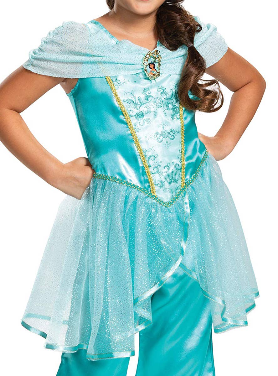 Classic Princess Jasmine Disney Aladdin Dress Up Costume for Girls - Close Front Image