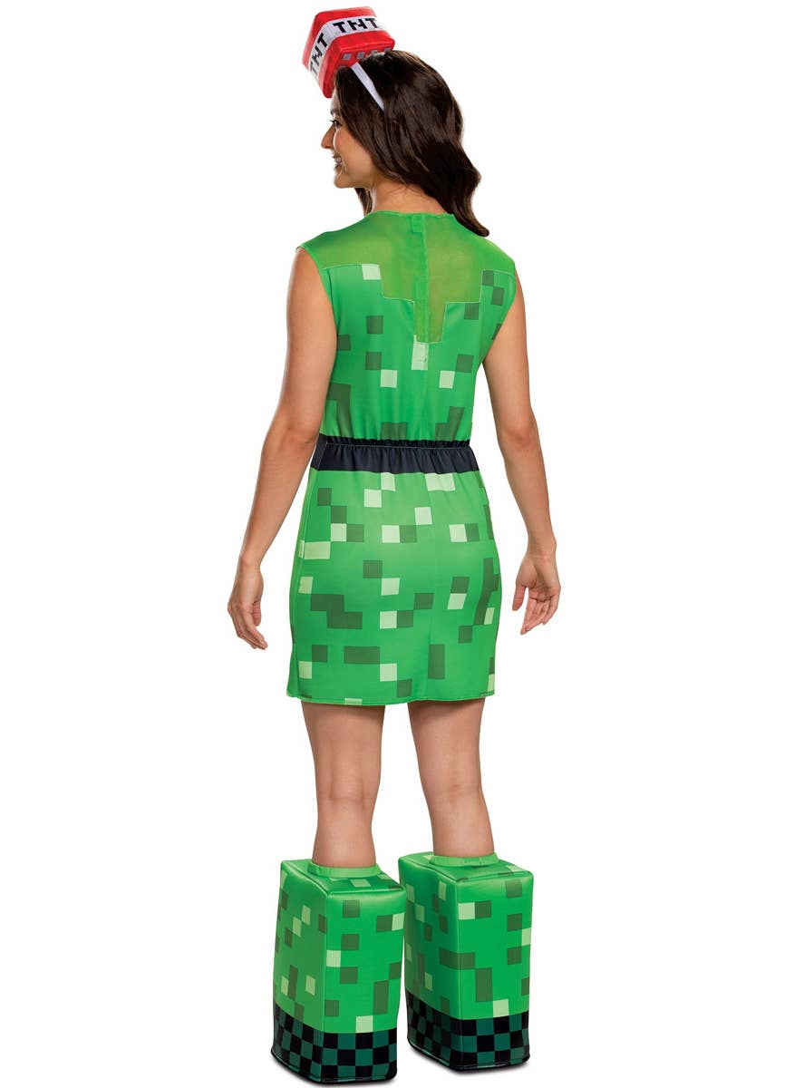Women's Minecraft Creeper Costume - Back Image