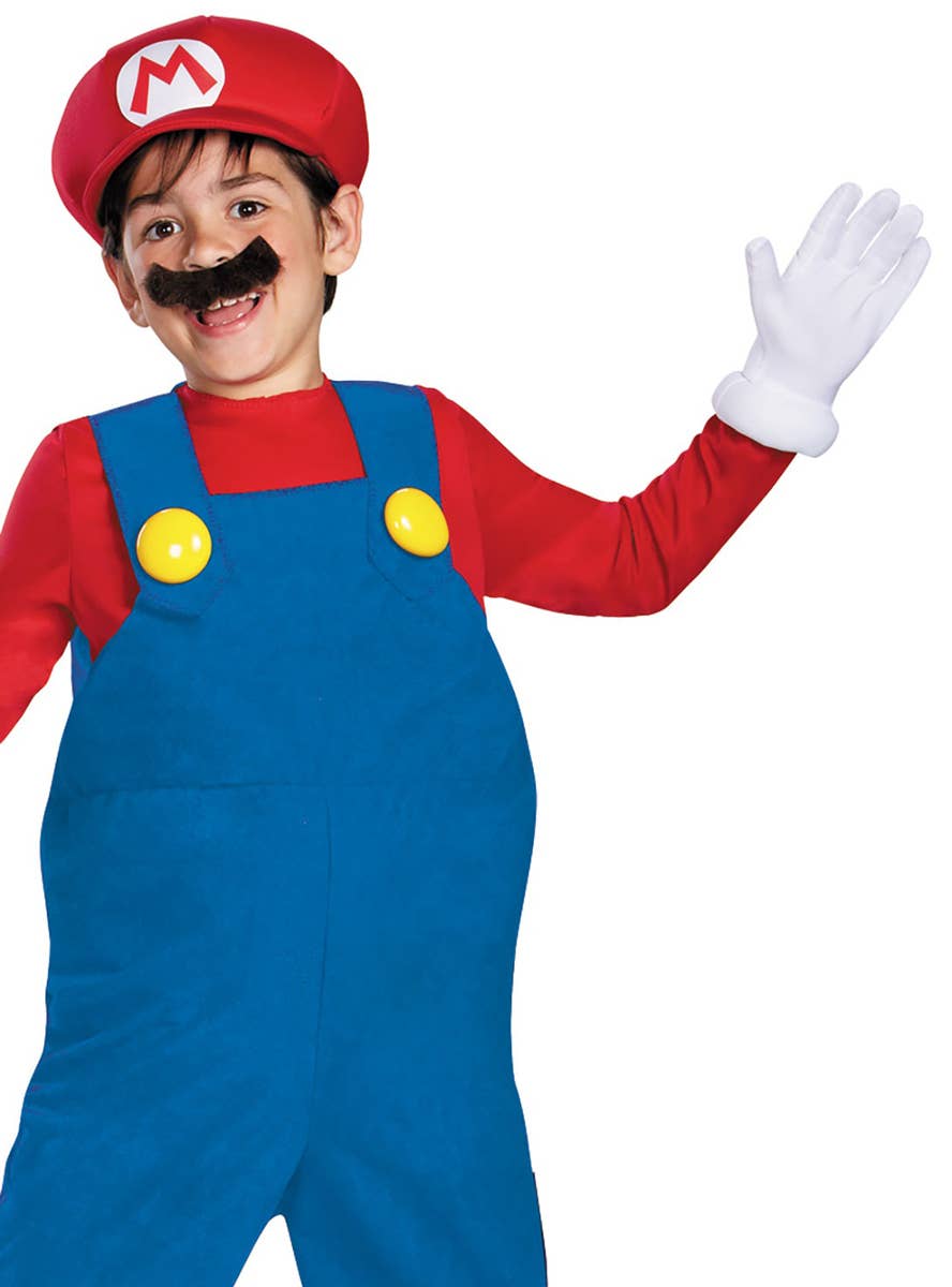 Boy's Super Nintendo Mario Bothers Video Game Character Costume Close View