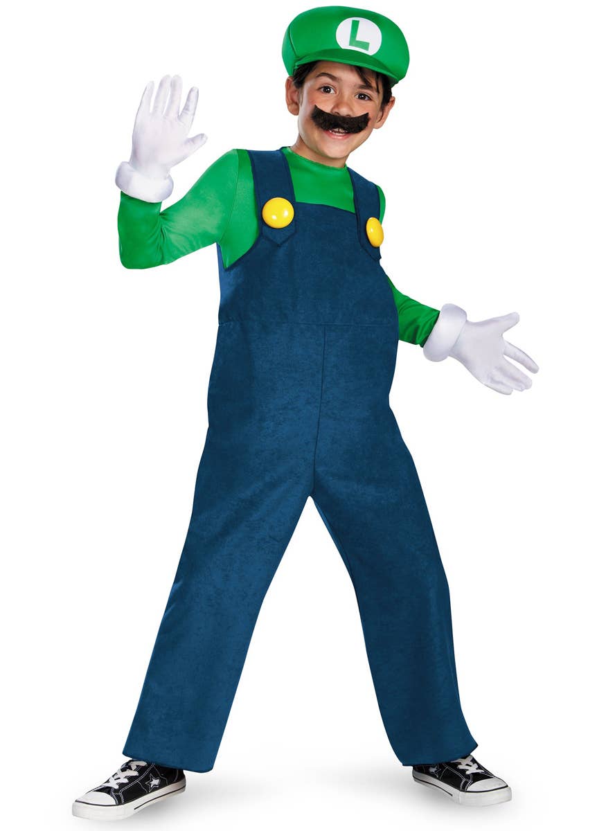 Luigi Boy's Super Nintendo Mario Bothers Video Game Costume -  Main View