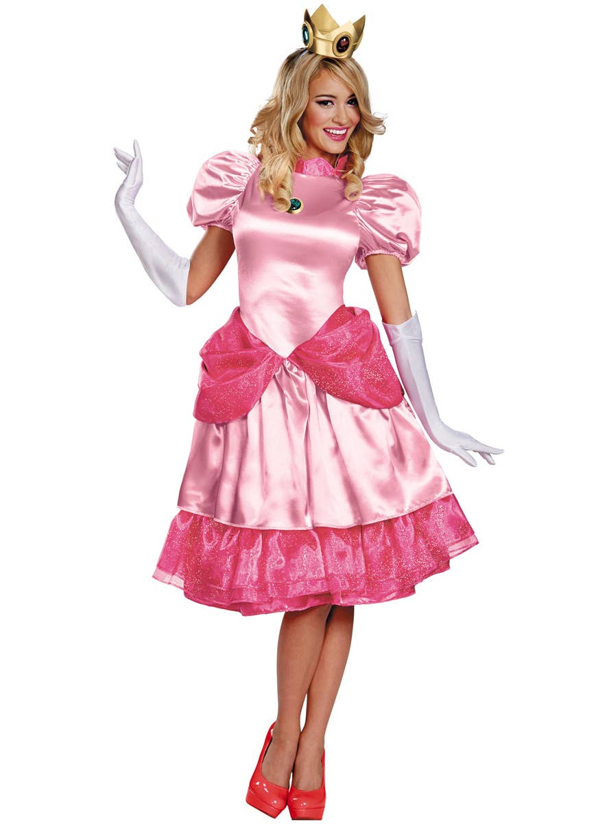 Deluxe Princess Peach Super Mario Costume for Plus Size Women - Main Image