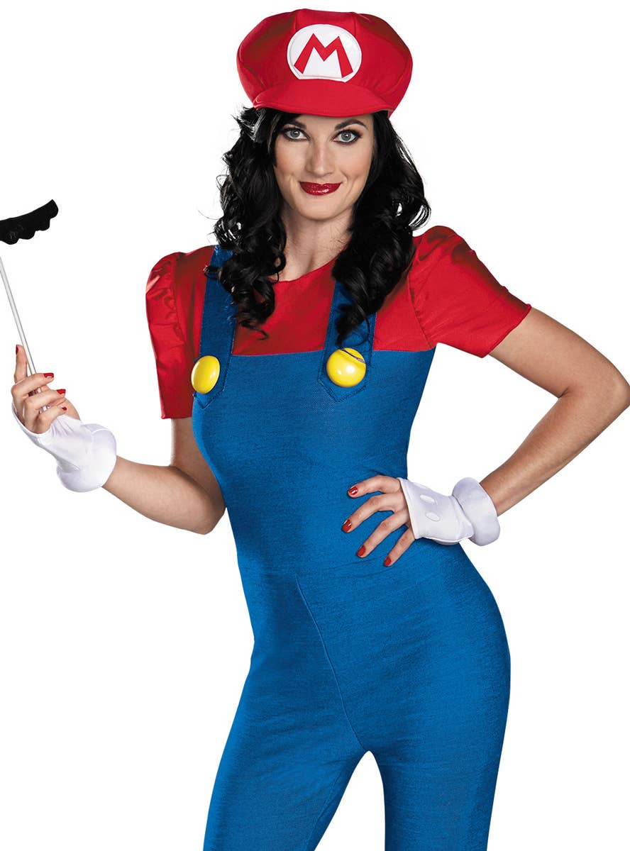 Women's Deluxe Mario Costume - Close Up Image