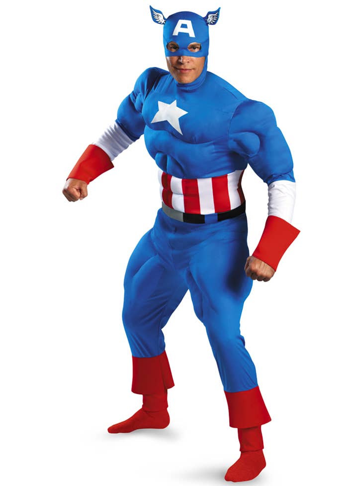 Plus Size Men's Captain American Muscle Chest Costume