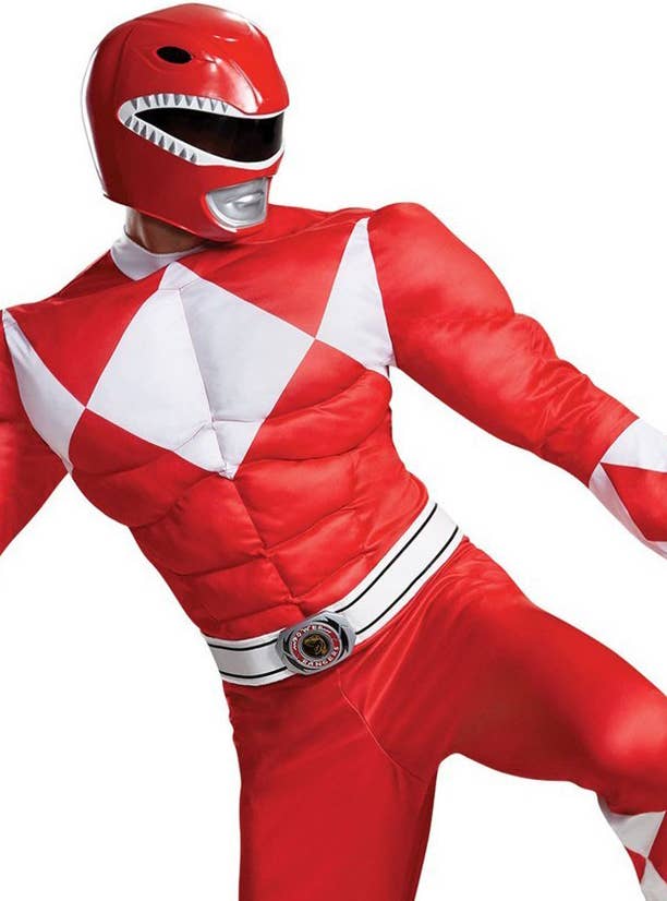 Red Power Ranger Costume for Men - Close Front Image