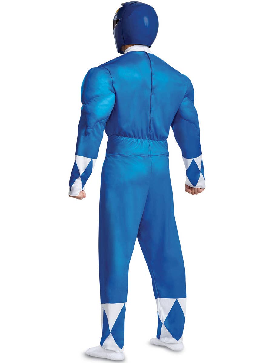 Men's Plus Size Classic Blue Muscle Chest Power Ranger Costume - Back Image