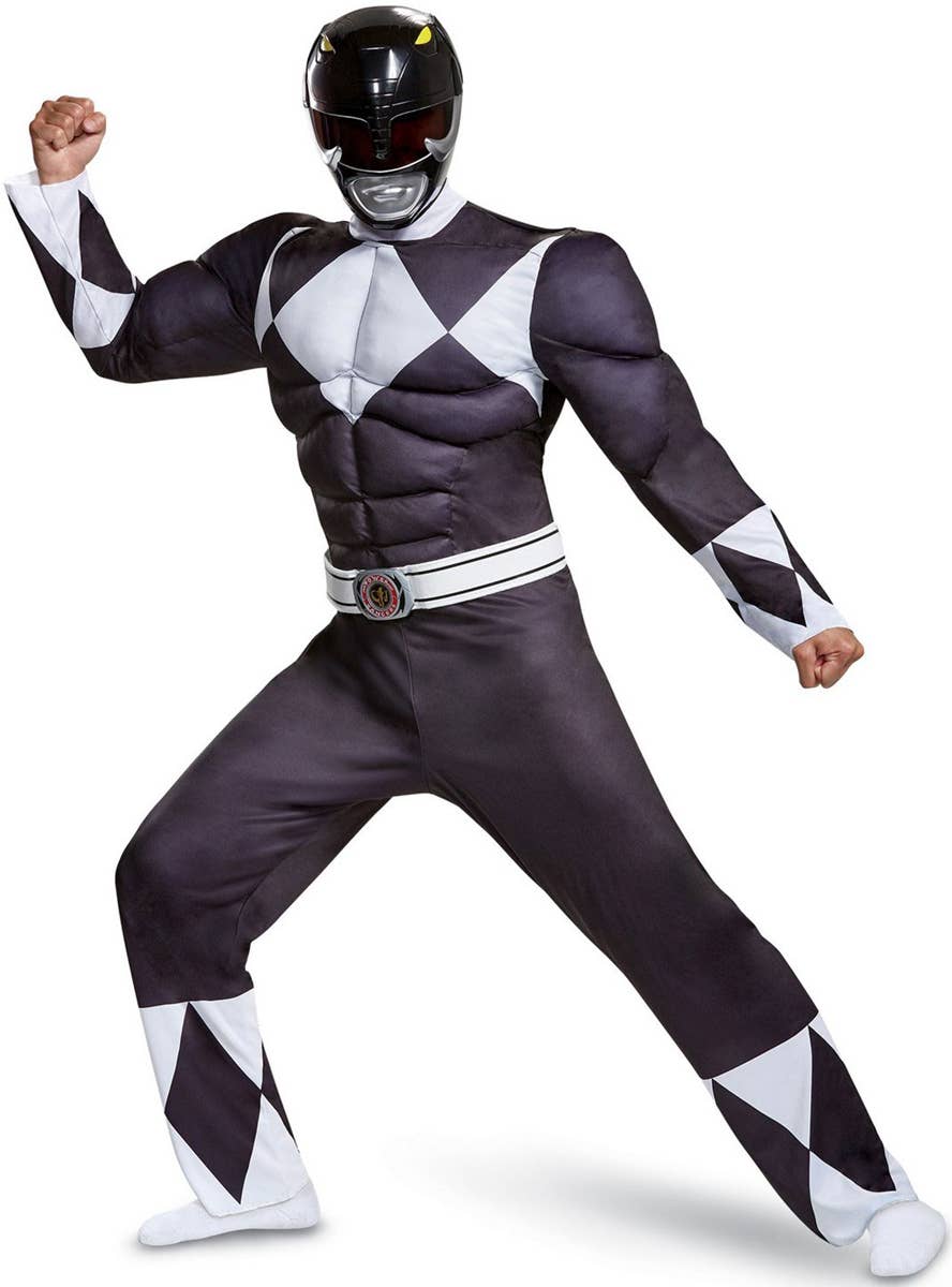Men's Black Power Ranger Costume - Front Image