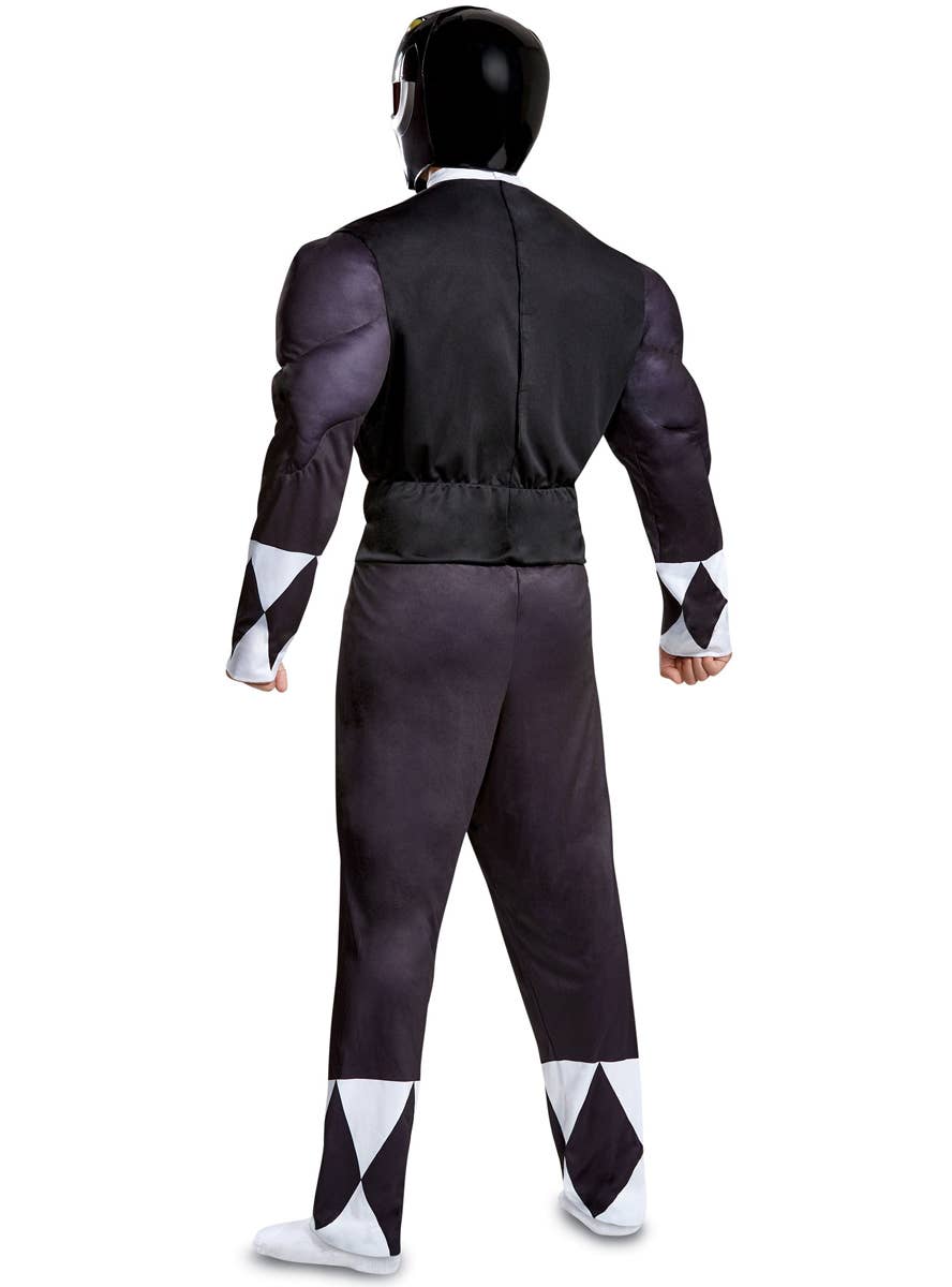 Men's Plus Size Classic Black Muscle Chest Power Ranger Costume - Back Image