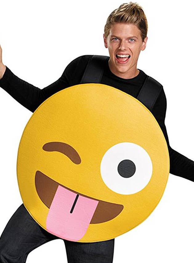 Tonuge Out Emoji Costume for Adults - Close Up Image 2