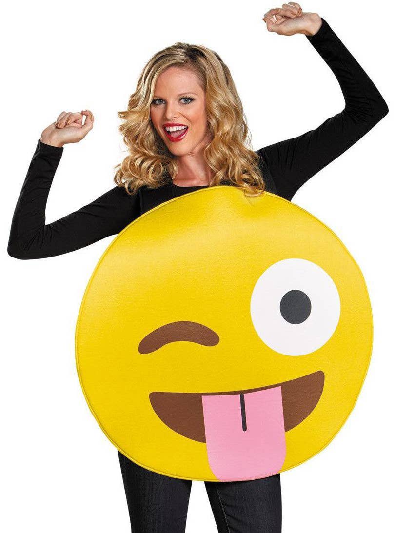 Tonuge Out Emoji Costume for Adults - Close Up Image