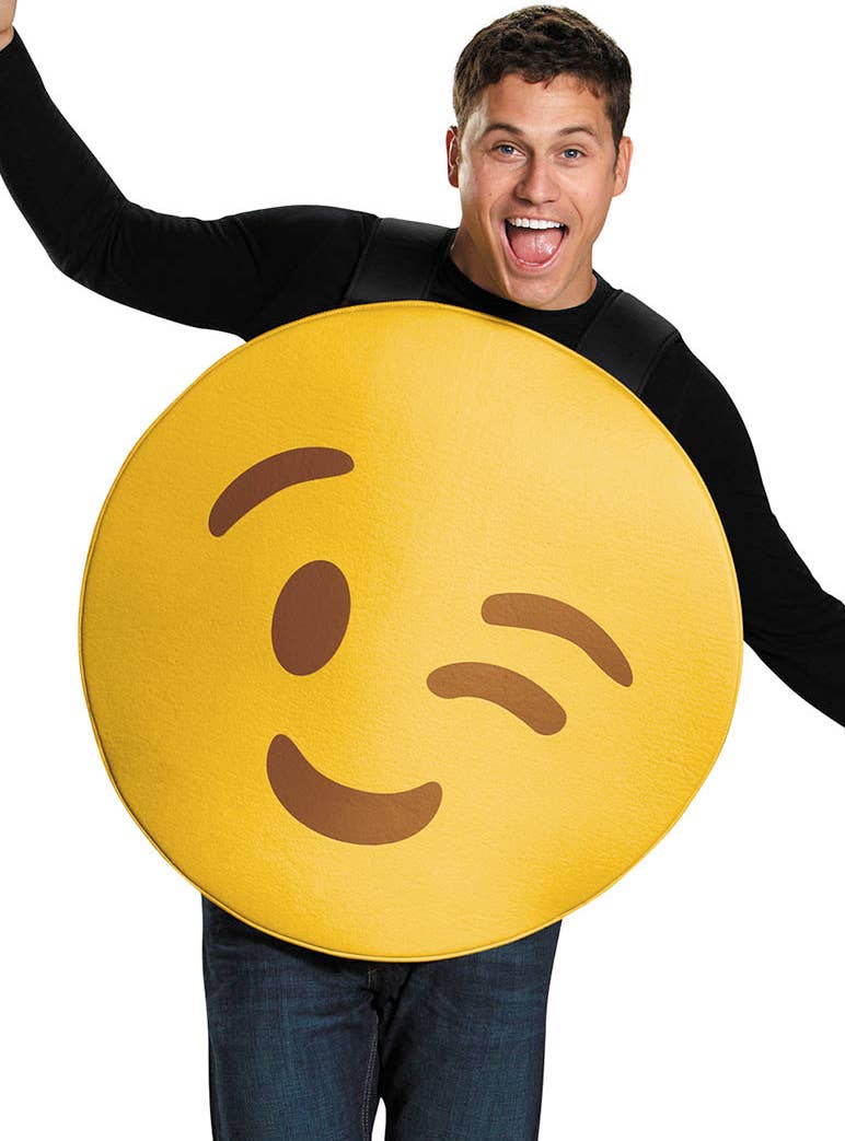 Wink Emoji Costume for Adults - Close Up Image 1