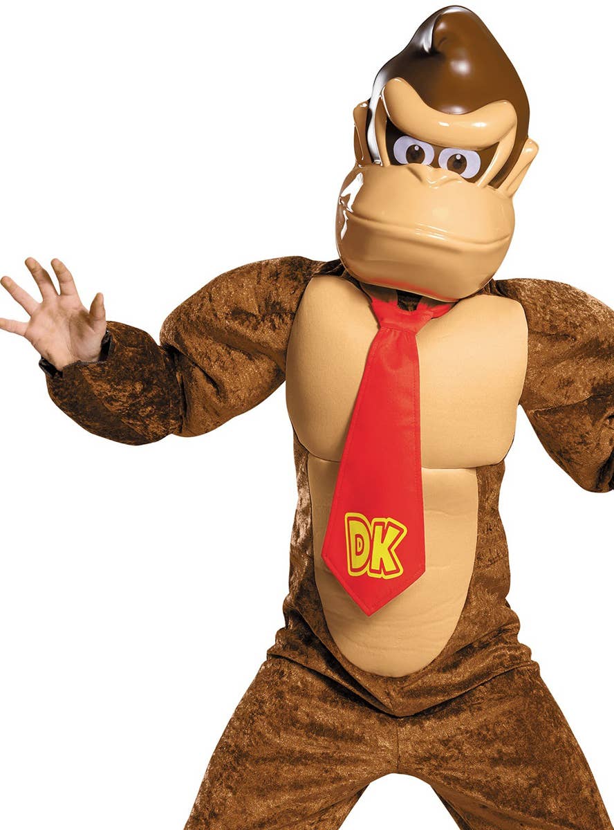 Boys Brown Donkey Kong Dress Up Costume Close Up Image