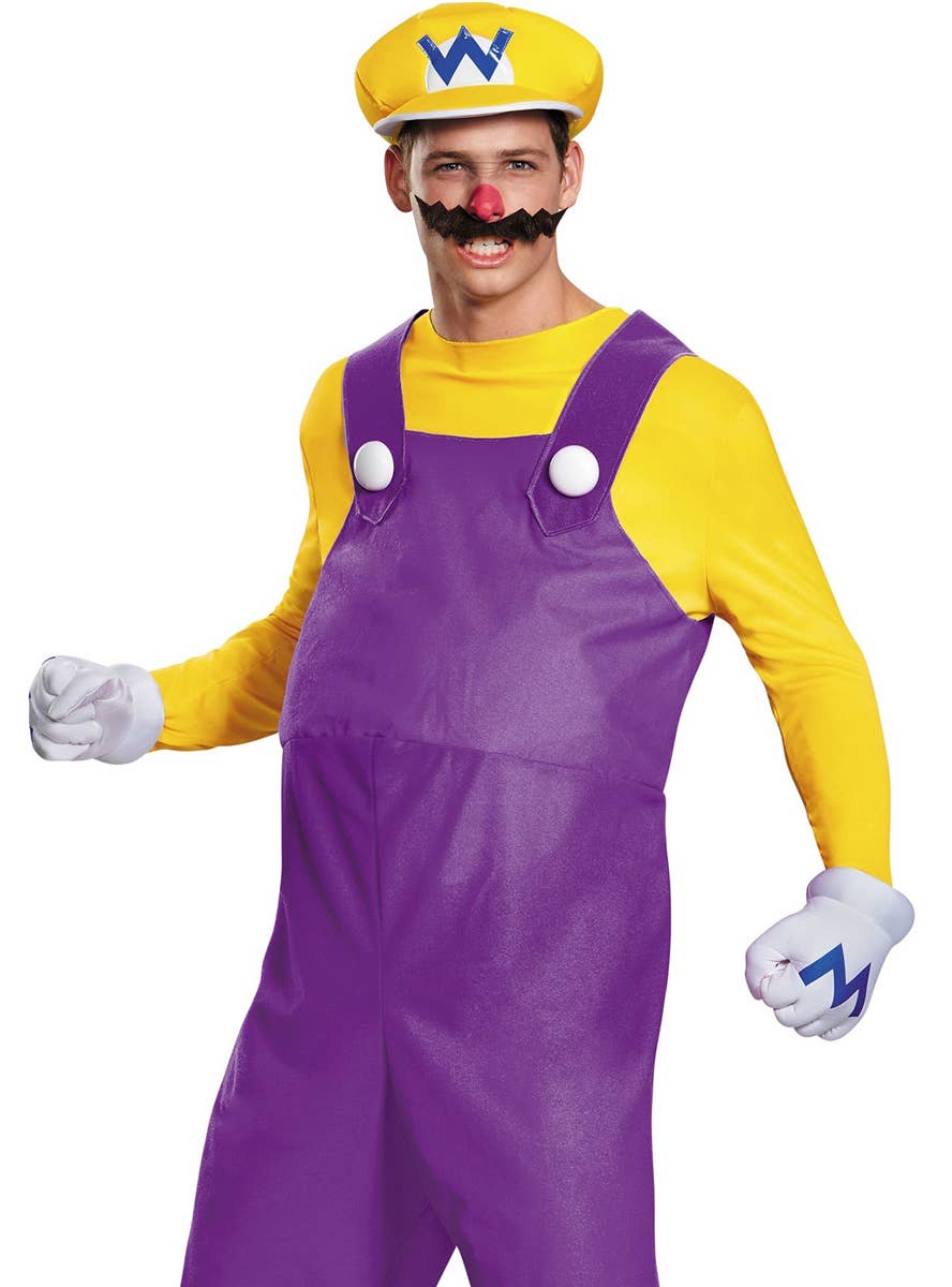 Men's Wario Dress Up Costume - Close Up Image