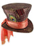 Deluxe Mad Hatter Brown Hat Orange Sash with Peacock Feather  Costume Accessory