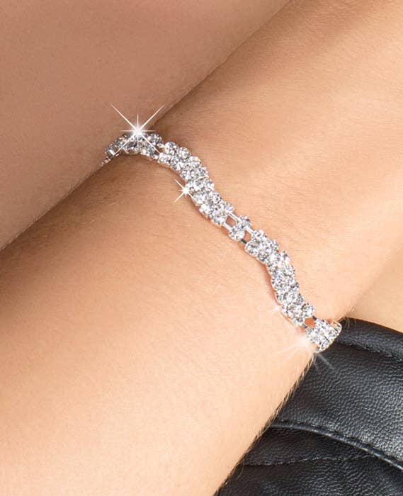 Wavy Silver Rhinestone Costume Bracelet - Alternative Image