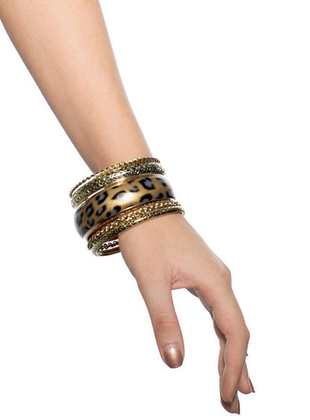 1980s Fashion Leopard Print Costume Bangles - Main Image