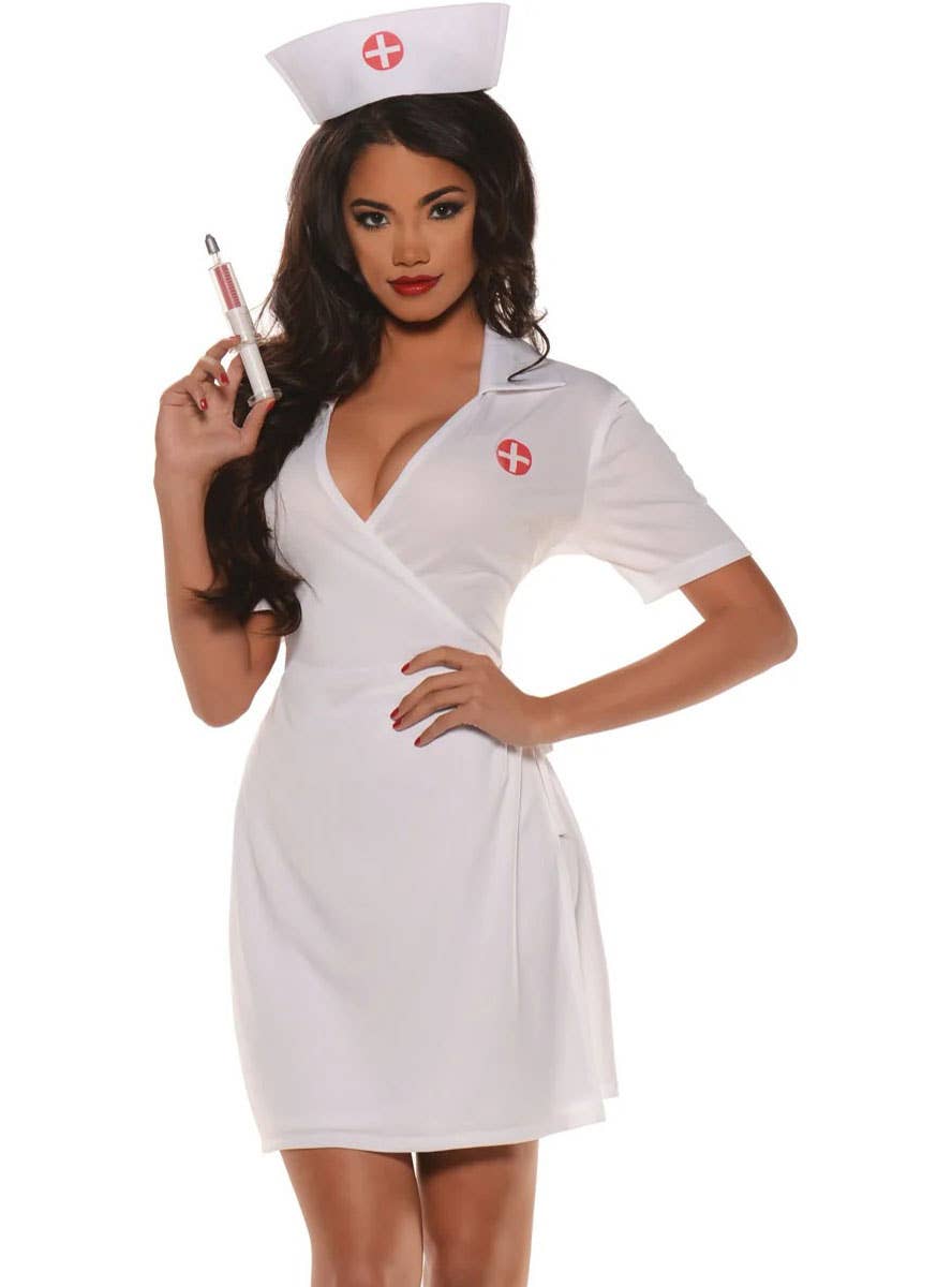 Image of Classic White Nurse Uniform Women's Costume - Close Image